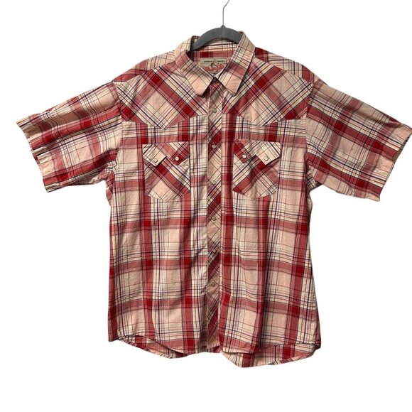 Wrangler Other - Vintage Wrangler Red Plaid Western Short Sleeve Shirt With Pearl Snap Buttons
